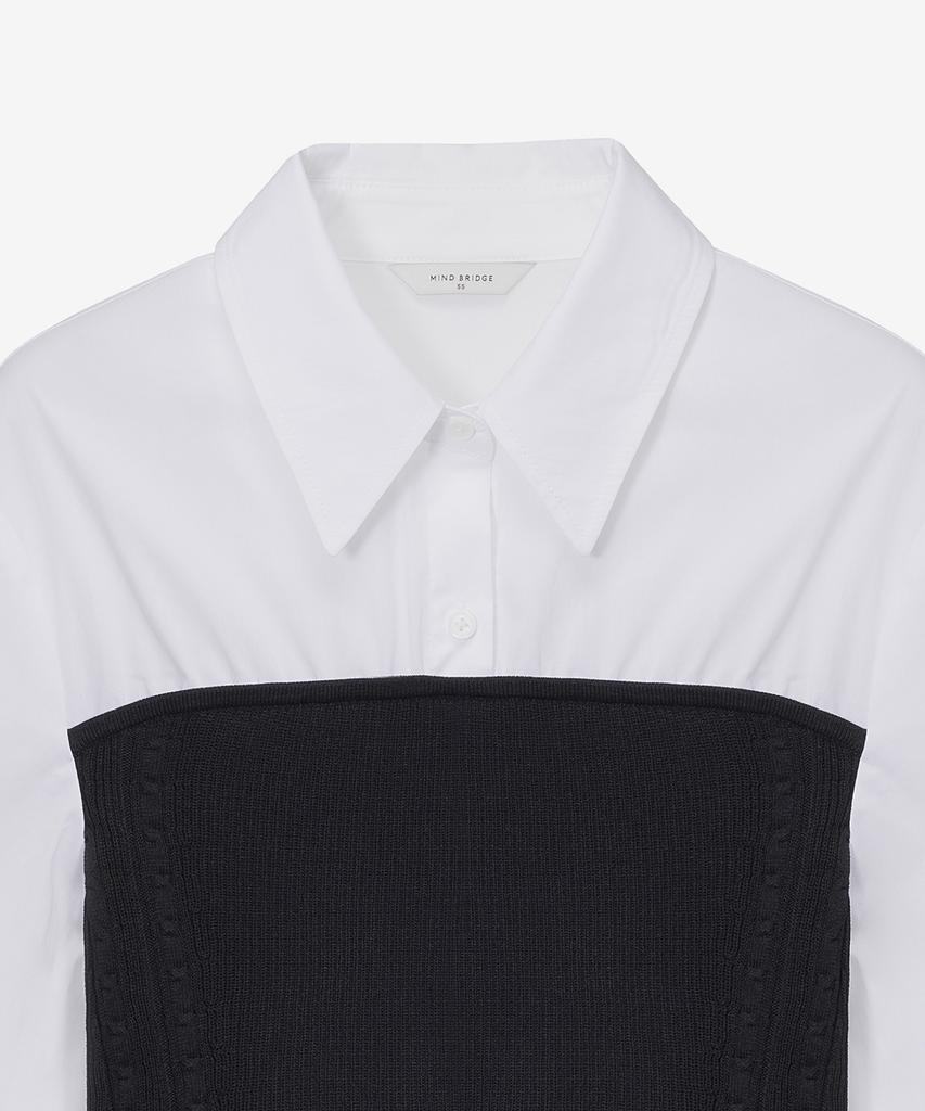 MIND BRIDGE WOMEN [W] Cable Knit Layered Shirt