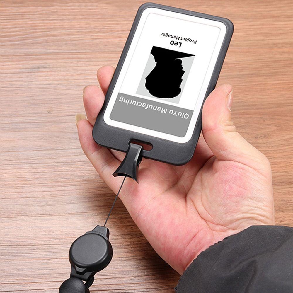 Doppelseitiger Kartenhalter Transparent mit Lanyard Kartenetui Einziehbare Ausweishalterung Abnehmbares Kartenetui Bürobedarf