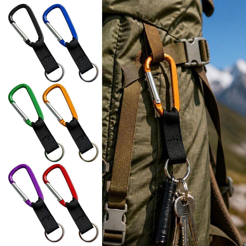 2pcs 13.2cm Quick Clip Key Ring Keychain Aluminum Alloy Lock Buckle for Outdoor Camping Hiking