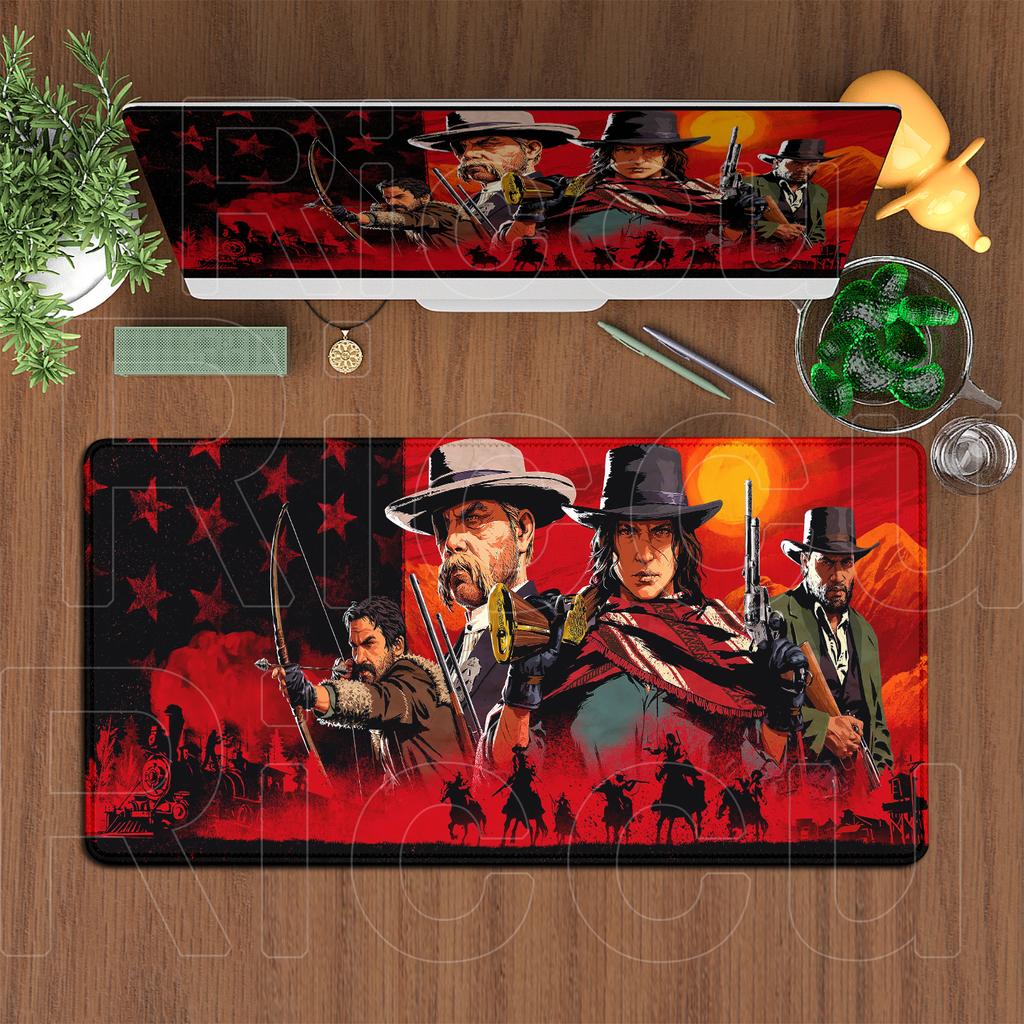Tappetino per Mouse Sovradimensionato 120x60cm Red Dead Redemption 2 Tappetino da Tavolo per Tastiera da Gioco Accessori per Ufficio Computer Mousepad Antiscivolo Anime