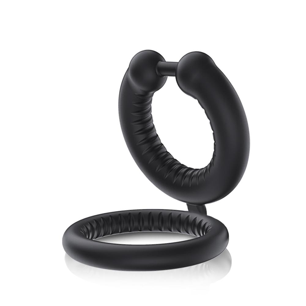 Men Penis Ring Ejaculation Delay Dual Ring Soft Sicilone Male Masturbator Sex Toy for Couple Games Cock Ring Penis Trainer
