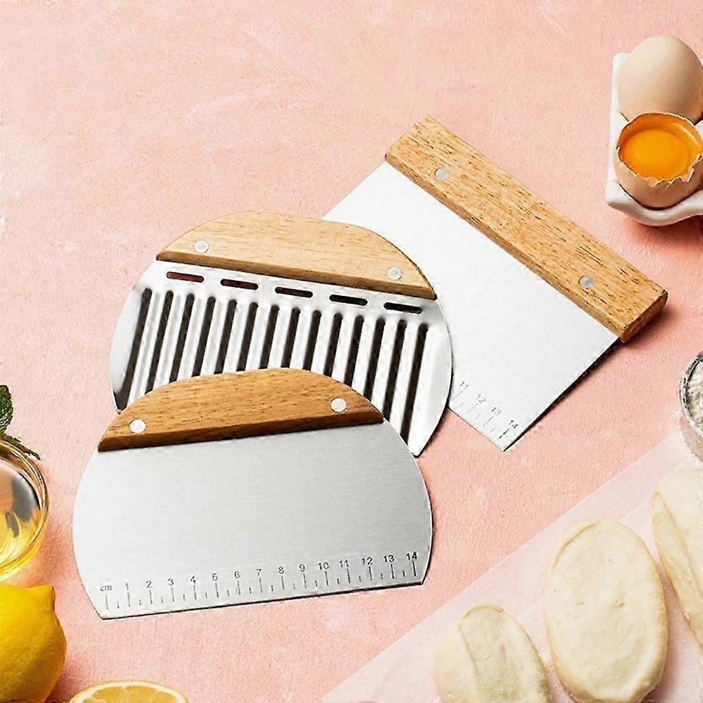3Pcs Stainless Steel Pasty Cutters Noodle Knife Scraper with Scale Baking Cake Cooking Dough Scraper Baking Accessories