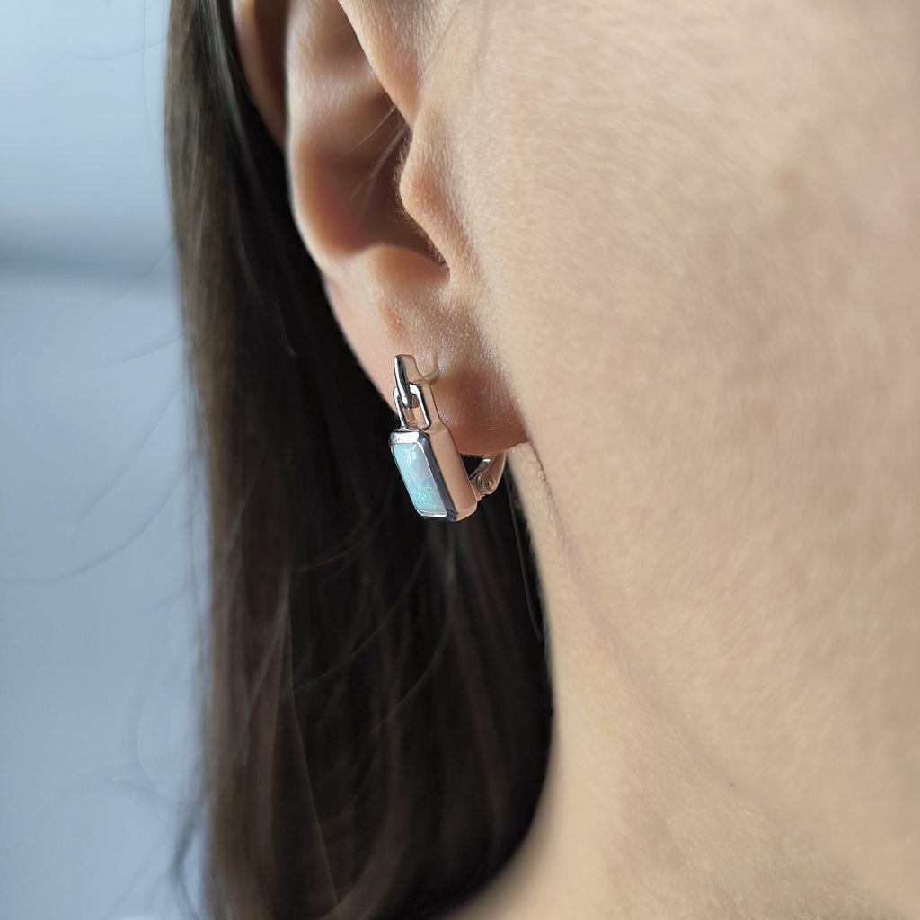 Серебряные серьги с опалом 1ct (2205470)