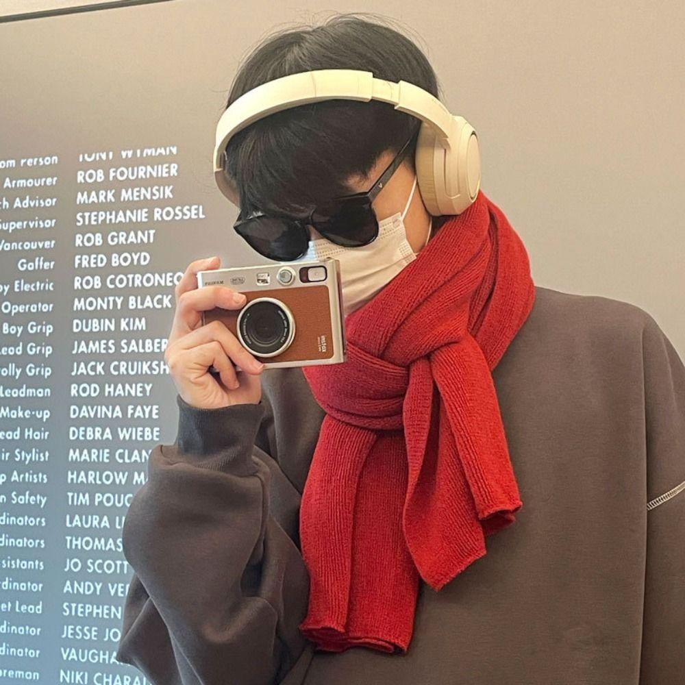 Solid Color Men Wool Scarf Simple Coldproof Scarf Casual Winter Cashmere Scarf  Gifts