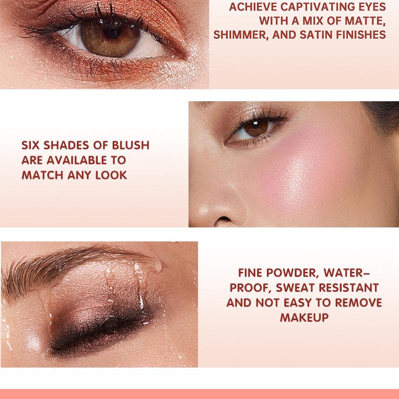 BSIMONE 18-Color Earth Tone Eyeshadow & Blush Palette - Matte, Pearlescent & Glitter Finish, Portable & Multi-color.