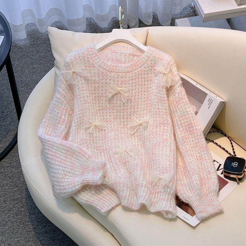 

Свитер Женщины Осень и Зима Корейская Возлюбленная Кружева Bowknot Сращивание Мягкая Восковая Мода Цветочный Свитер ТрикотажНый Пуловер Пальто