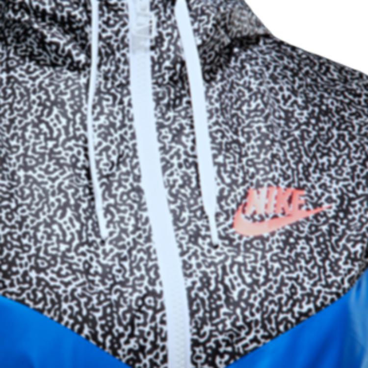 Nike Color Block Design Logo Print Hooded Jacket Women jackets Blue 617218-414