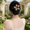 Korean Style Plaid Floral Duckbill Hair Clip – Large Size High-End Half-Up Hair Accessory