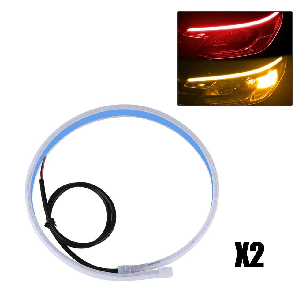 2Pcs Led DRL Turn Signal Light Strip Flexible Waterproof Headlight Surface Decorative Lamp Universal Car Daytime Running Lights