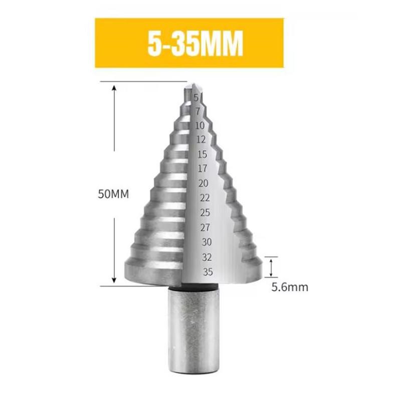 Wiertło stopniowe HSS ze stali szybkotnącej 5-35MM powlekane tytanem wiertło do drewna i metalu HSS narzędzie elektryczne frez otworowy narzędzie przemysłowe rozwiertak