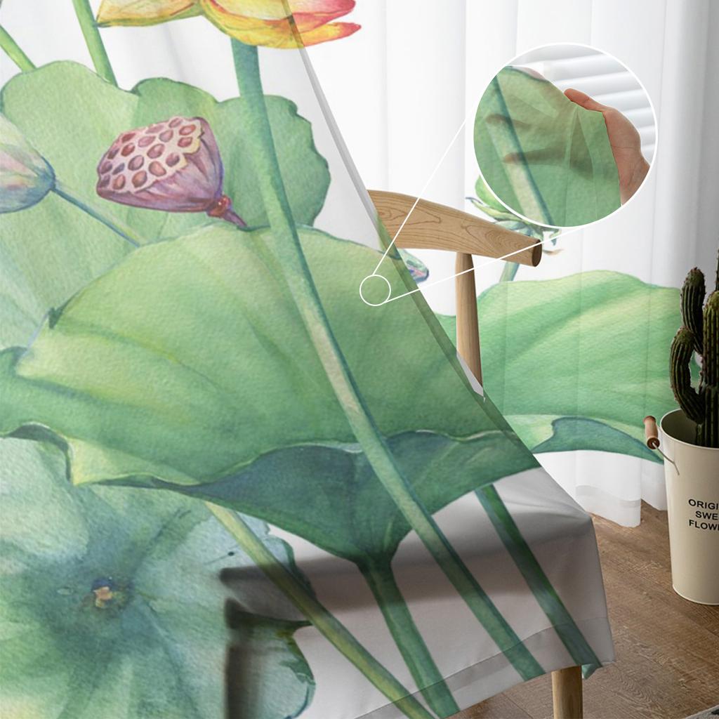 Pflanze Lotus Blume Weiß Tüll Fenster Vorhänge Wohnzimmer Organza Garn Sheer Voile Vorhang Schlafzimmer Küche Home Decor Drapieren