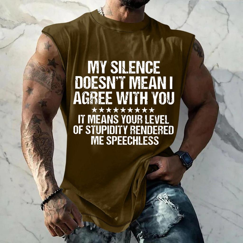 Canotta Casual da Uomo Senza Maniche Vestibilità Muscolare Stampata Grafica Maglietta da Allenamento Estiva per Attività all'Aperto