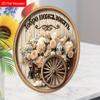Rustic Floral Wooden Welcome Sign, Round Front Door Decor, Farmhouse Wagon Wheel Wall Hanging - Ideal Gift for Russian-Speaking Homeowners