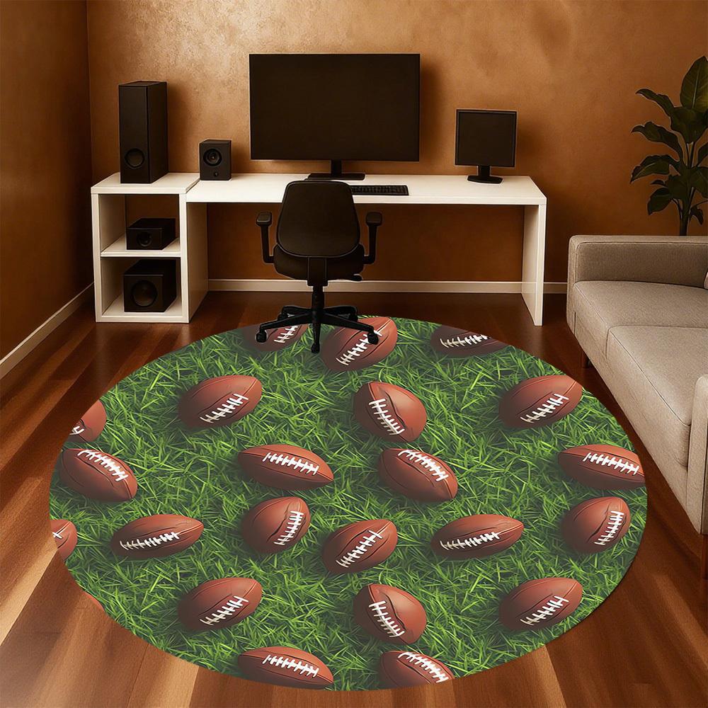 1pc football field Round Chair mat Area Rug - Non-Slip, Floor Mat for Office, Bedroom, and Indoor Decor c1118021
