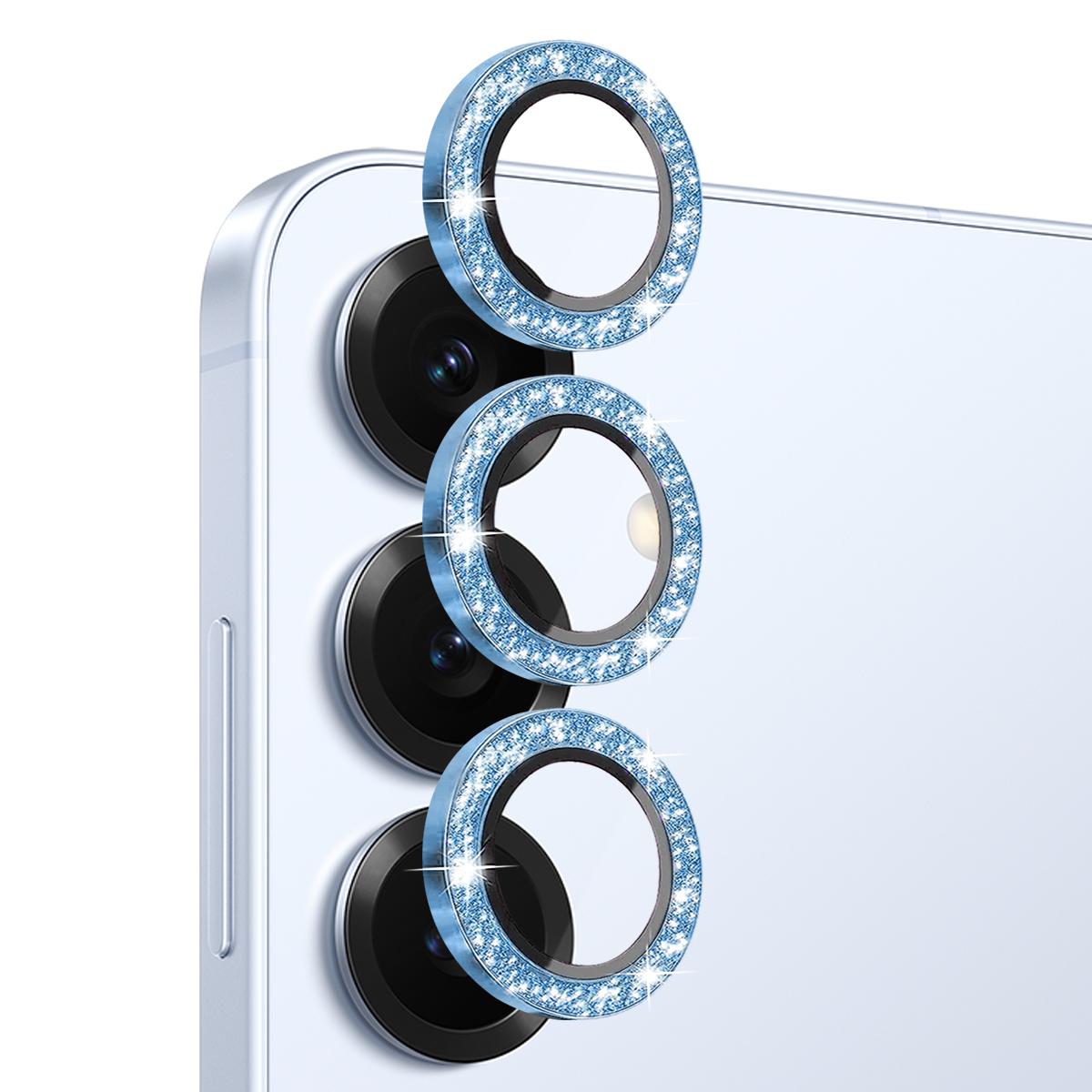 

NORTHJO 1 Set For Samsung Galaxy S25 Camera Lens Film Tempered Glass+Metal Glitter Rear Lens Protector Blue