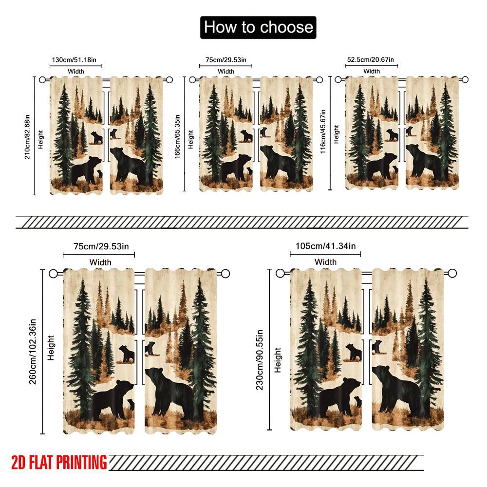 2 st, 2D tryck Populära gardinpaneler Skog Björnar Mångsidigt polyestertyg (utan spö) Alla årstider för sovrum,