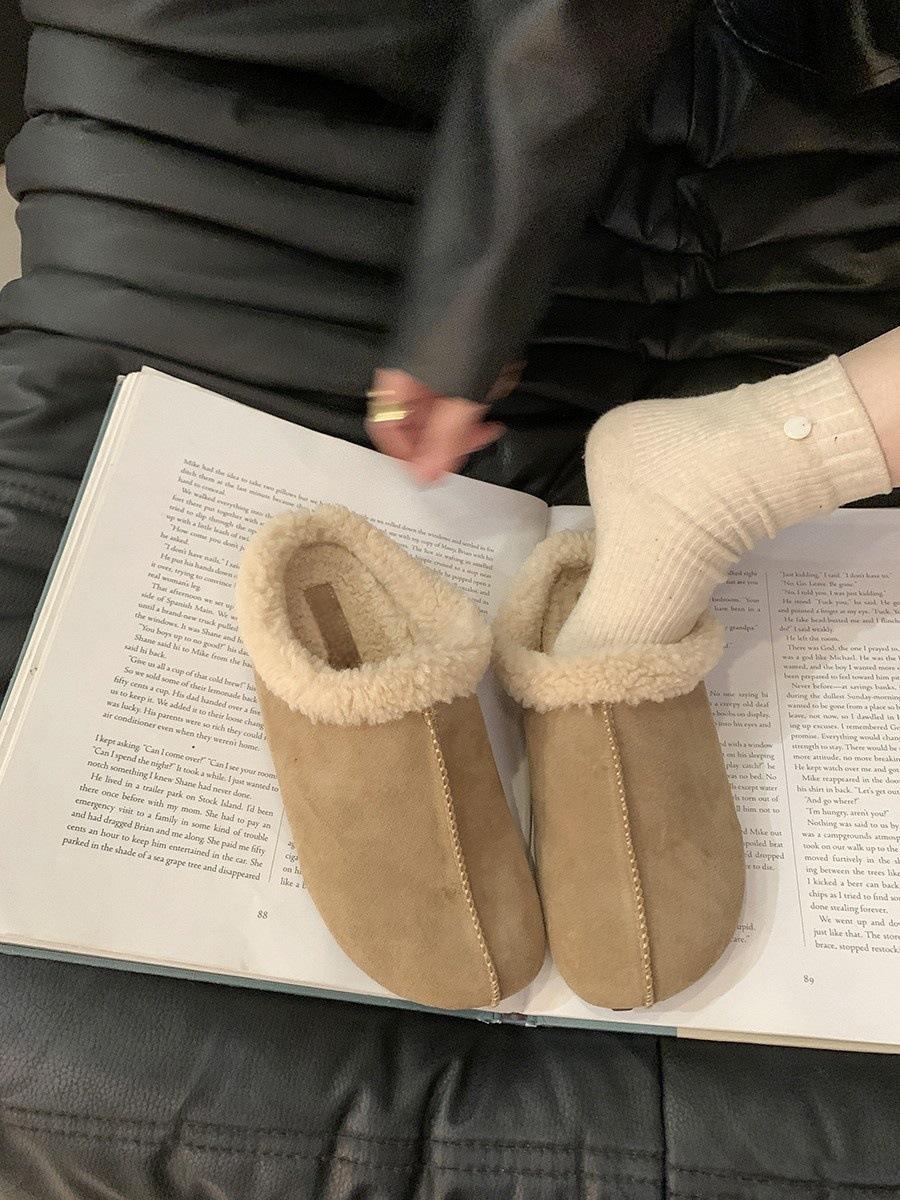 

The inner height of the small person is increased by velvet autumn and winter new retro bag head and half slippers for women s outer wear 40 пісочний