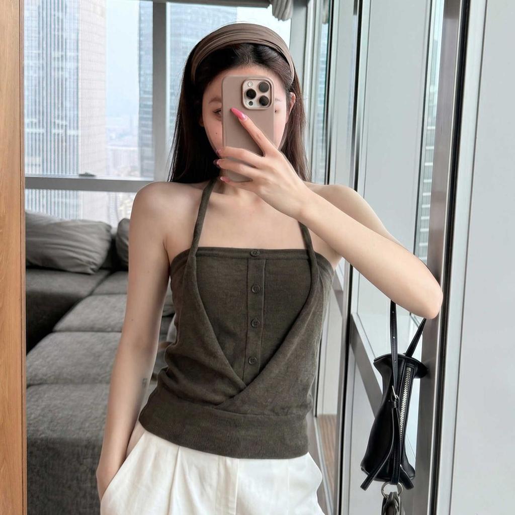 New summer pure desire Spice Girls neck sling vest outside wear slim back tube top sleeveless top