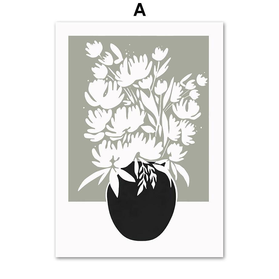Moon Tree Leaf Geometric Curve Line Botanical Modern Posters And Prints Wall Art Canvas Painting Decor Pictures For Living Room