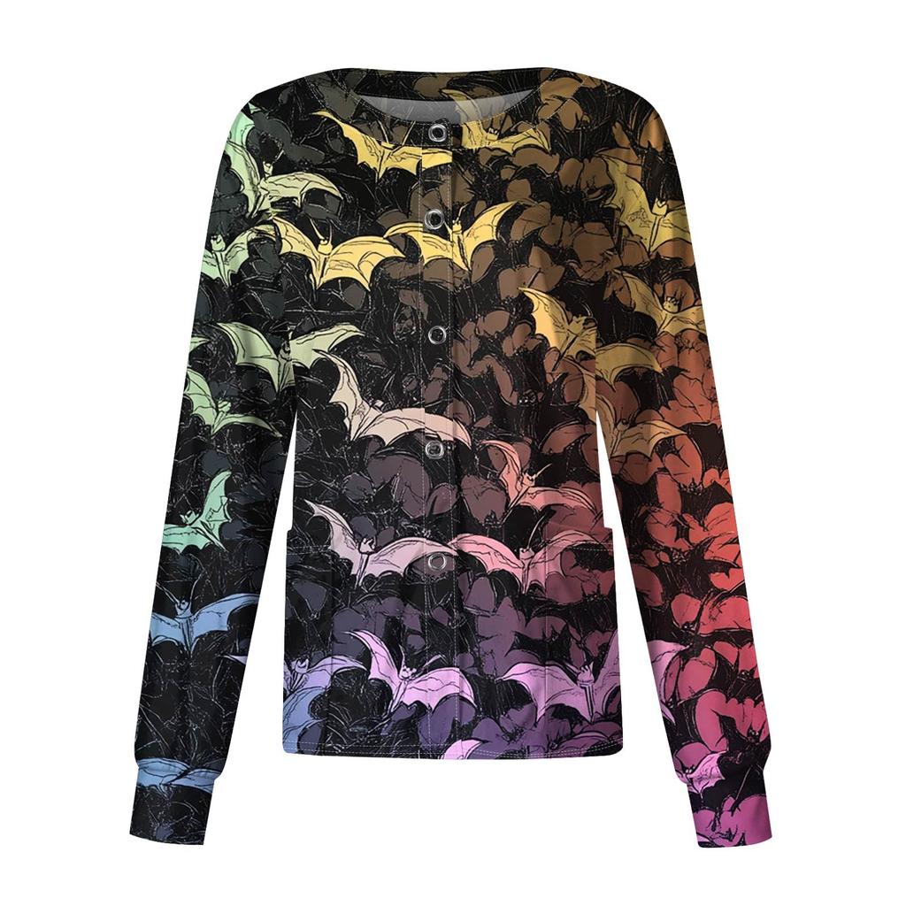 Dámské ležérní oblečení s dlouhým rukávem, jednořadové halloweenské oblečení s potiskem Cardigan Top oblečení Uniformy