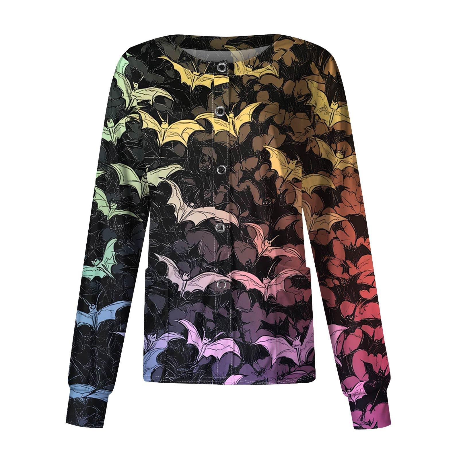 

Женская повседневная однобортная блузка с длинным рукавом на Хэллоуин с принтом, кардиган, верхняя одежда, униформа S