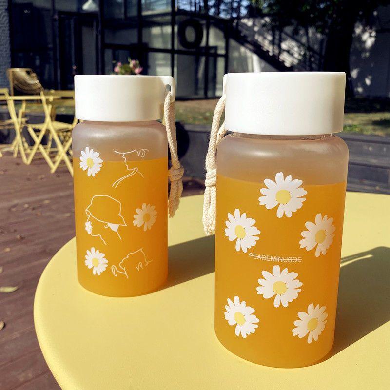 Water bottle summer plastic straw cup male and female students easy cup frosted flower tea water cup simple kettle large capacity cup