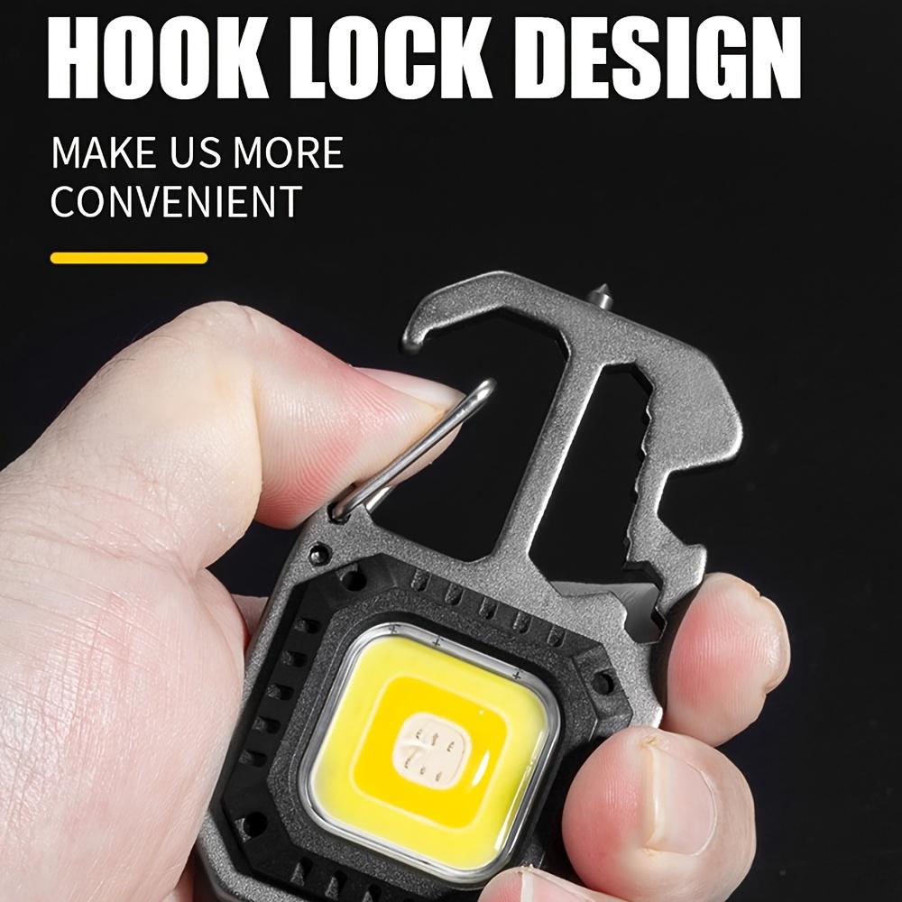 LED Keychain Flashlight Multifunctional COB Work Lamp Rechargeable Waterproof Torch Hammer For Camping Hiking Running Fishing