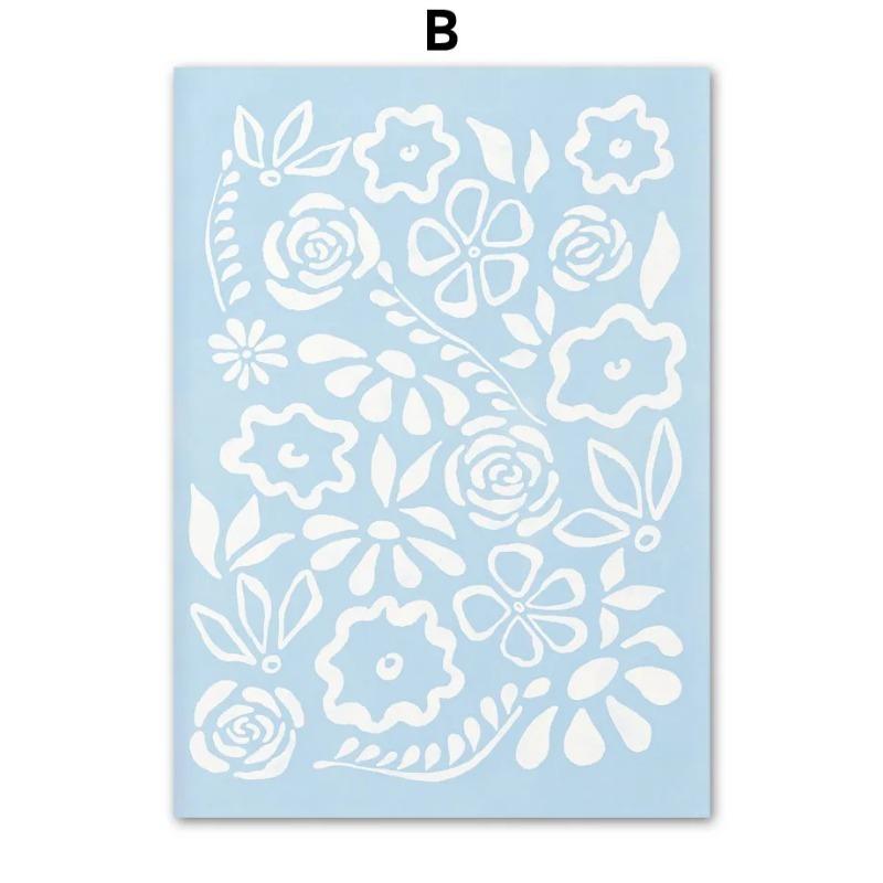 Minimalist Decorative Canvas Paintings In The Blue Flower Market, Nordic Art, Living Room Decoration, Abstract Murals