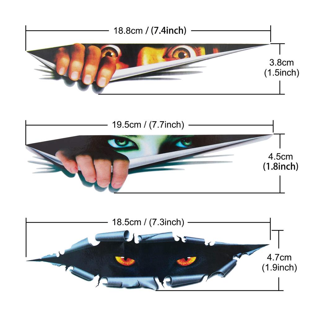 TOMALL 3D-Simulation stereoskopische Augen Peeping Autoaufkleber Männer Peeping Frauen Peeping Aufkleber Leopard Augen Peeping Aufkleber Motorrad