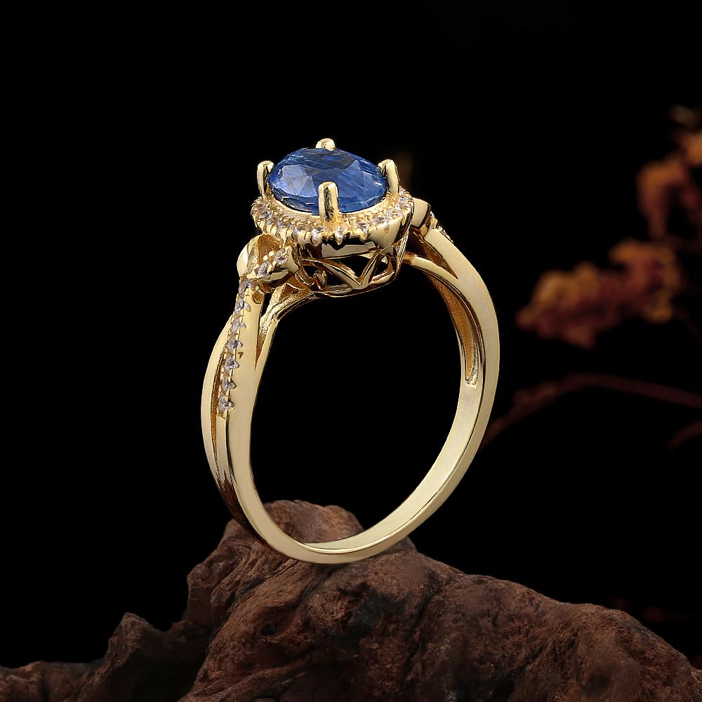 Light Luxury 925 Sterling Silver Ring December Gemstone Natural Oval 6*8mm Kyanite Fine Jewelry for Women's Birthday Gifts