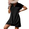 Women's Summer New Beach Dress V-Neck Knotted Cover-Up Ruffle Dress In Stock