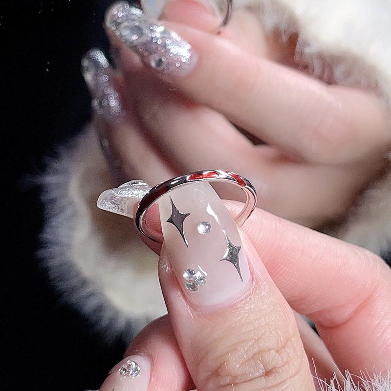 Irregular Personality High Sense Ring Female Niche Design Red Natal Year Opening Female Adjustable French Ring Adjustable opening
