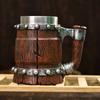 New Viking Imitation Wood Resin Beer Mug Retro Handmade Large-capacity Stainless Steel Liner Wine Glass Beer Jugs Bar Drinkware