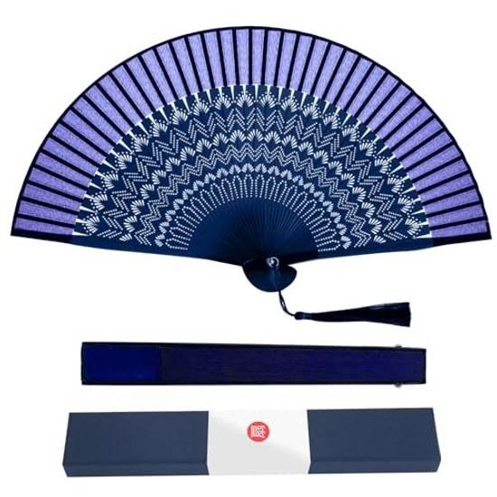 Ganve Fan Mens Made Japan Durable Tassel Bag Gift Box Popular Stylish High-Quality Silk 21cm Lightweight Gentlemens Ladies Fathers Day Fireworks