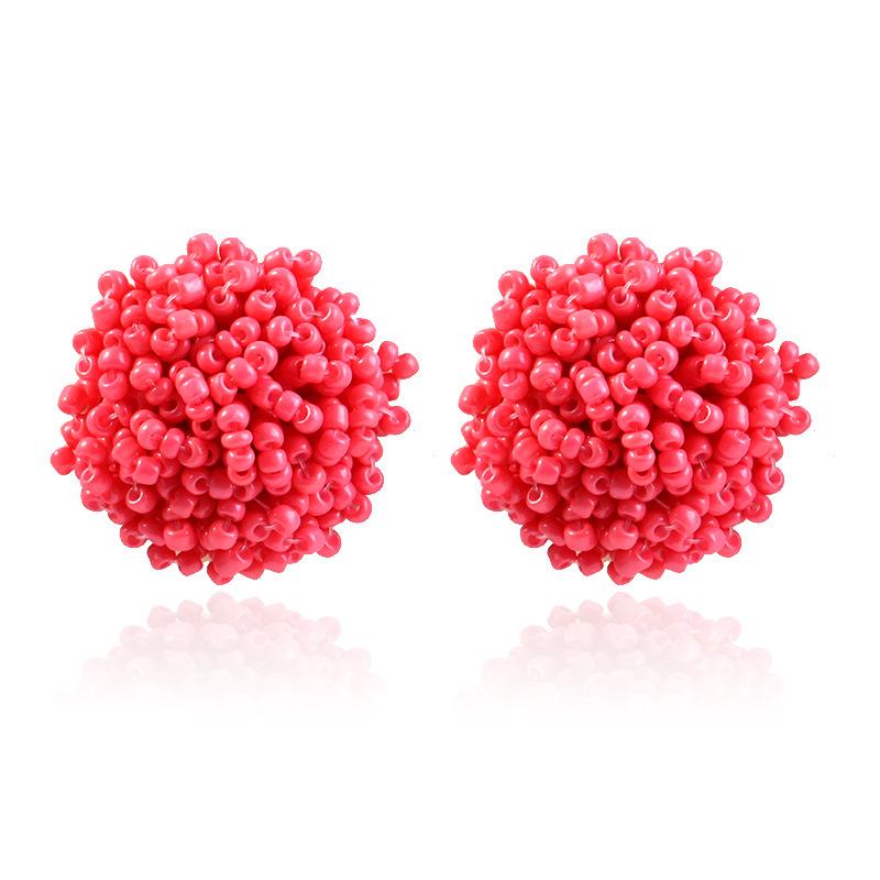 European & American Fashion Half-Circle Stud Earrings with Rice Beads