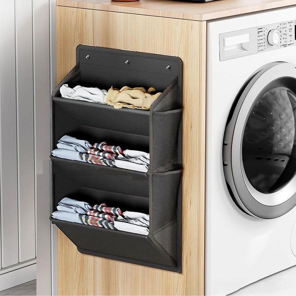 3-Layer Narrow Space Organizer Over Door Hanging Organizer Shoe Storage Bag Multi-Pocket RV Wall Mount No Tools