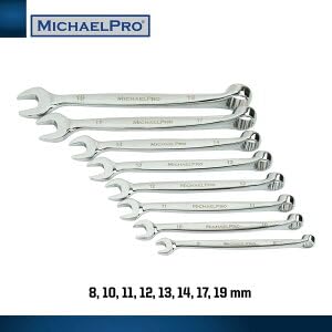 MichaelPro 8-Piece Metric Wrench Set, Chrome Vanadium Steel, Ergonomic Spiral Grip, Unique Angled Design