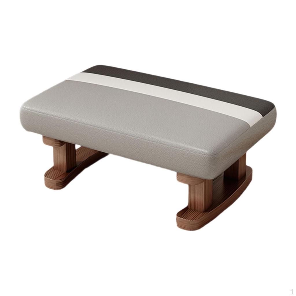 Fußstütze mit Holzbeinen, Kleiner niedriger Hocker, Gepolsterter Fußhocker für Büro, Bett, Schreibtisch, Wohnen, Essen