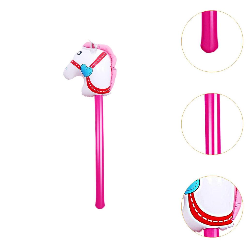 Inflatable Stick Horse, Horse Riding Stick ,Lovely Horse Head Stick ,Balloon Blowing Up Stick Toy, for Cowboy Party