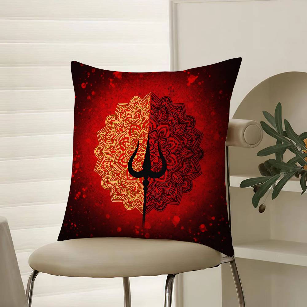Shiva Classical Design Print Pillow Case Comfort Sofa Bed Silky Elegant Invisible Zipper Decorative Cushion Cover