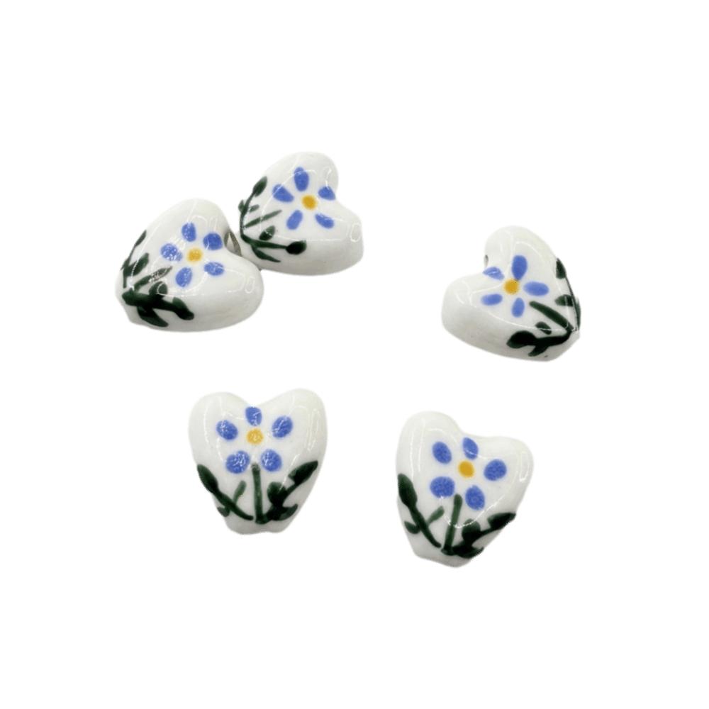 5pcs/set Double Sided Heart Shape Ceramic Beads Small Porcelain Beads Jewelry Making  Necklace