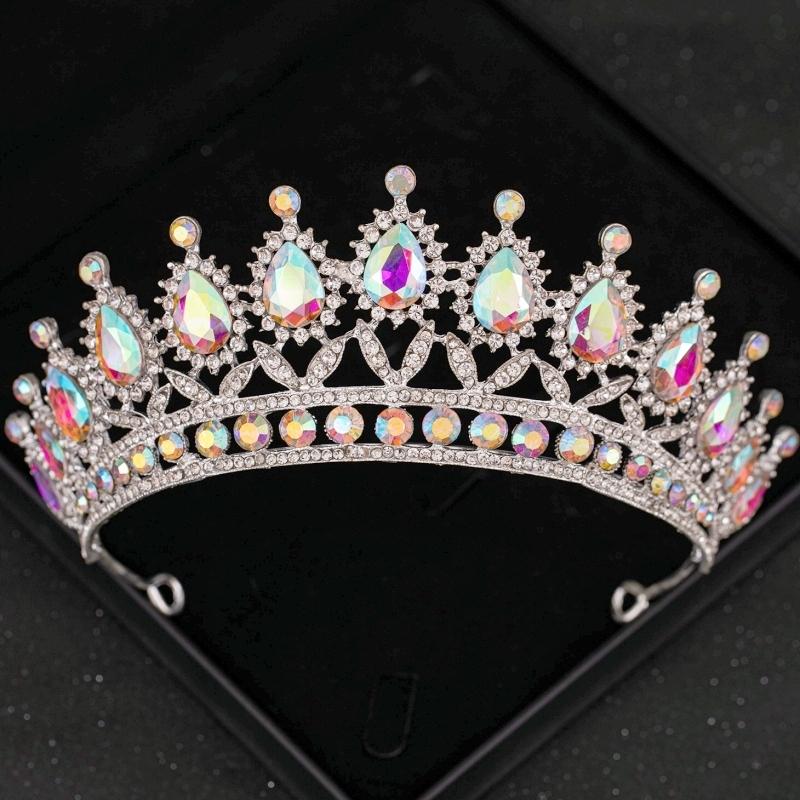 Silver Ab Crystal Tiaras and Crowns Headband for Women Rhinestone Diadem Bridal Wedding Hair Accessories Jewelry Crown Tiara