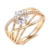 Popular Micro Inlaid 18k GOLD Zircon Ring Women Ins Fashion Cool Wind Geometric Lines Cross Multi-level Ring Wholesale