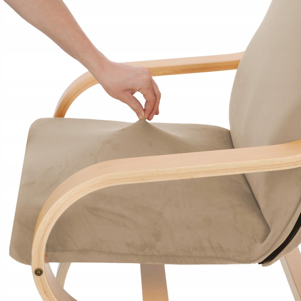 Finka Armchair Cover Beige Cappuccino Elastic Velvet [21Fd]
