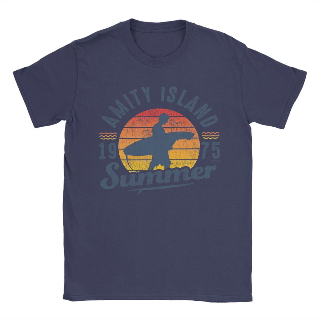Unisex Amity Island Summer 0f 75 Jaws T Shirts 100 Cotton Clothes Casual Short Sleeve Round Neck Tee Shirt Classic TShirt