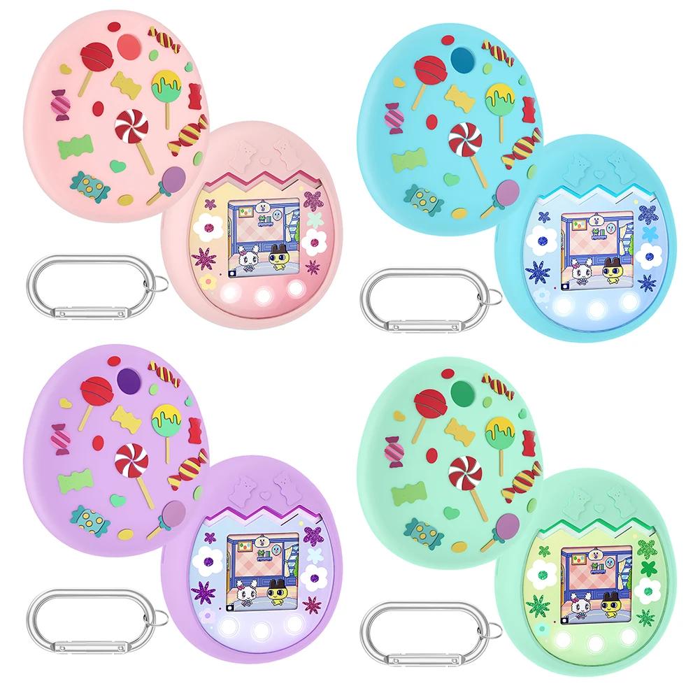 Silicone Protective Case with Carabiner Protective Cover Protective Sleeve for Tamagotchi Pix Interactive Virtual Pet Machine