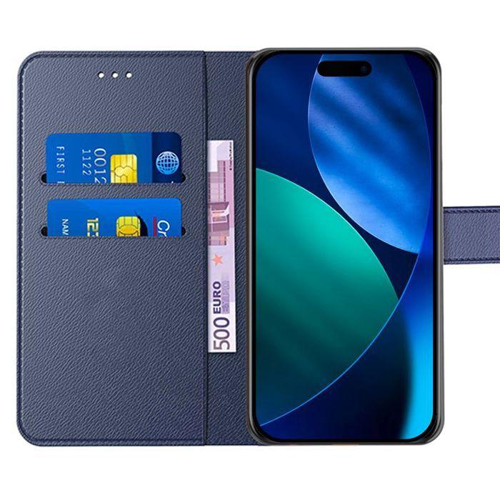 Case for iPhone Air - BOOLING - Shockproof Protection Navy Blue Synthetic Leather - 2 Tempered Glasses