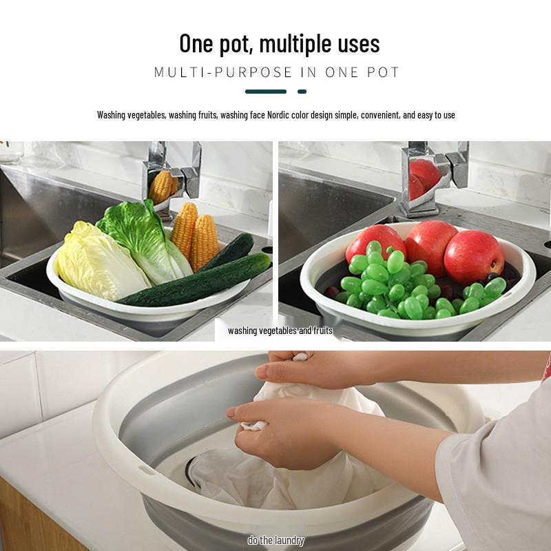 Foldable Portable Washbasin for Travel, Laundry, and Dorm Use - Large and Small Sizes