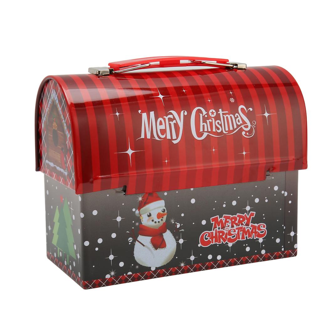 Christmas Piggy Bank HD Color Printing Exquisite Patterns Storage Candy Box with Iron Buckle Handle