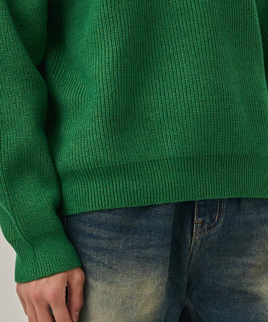 ANALOG MOOD Semi-Overfit Hazzi Daily Round Knit (Green)